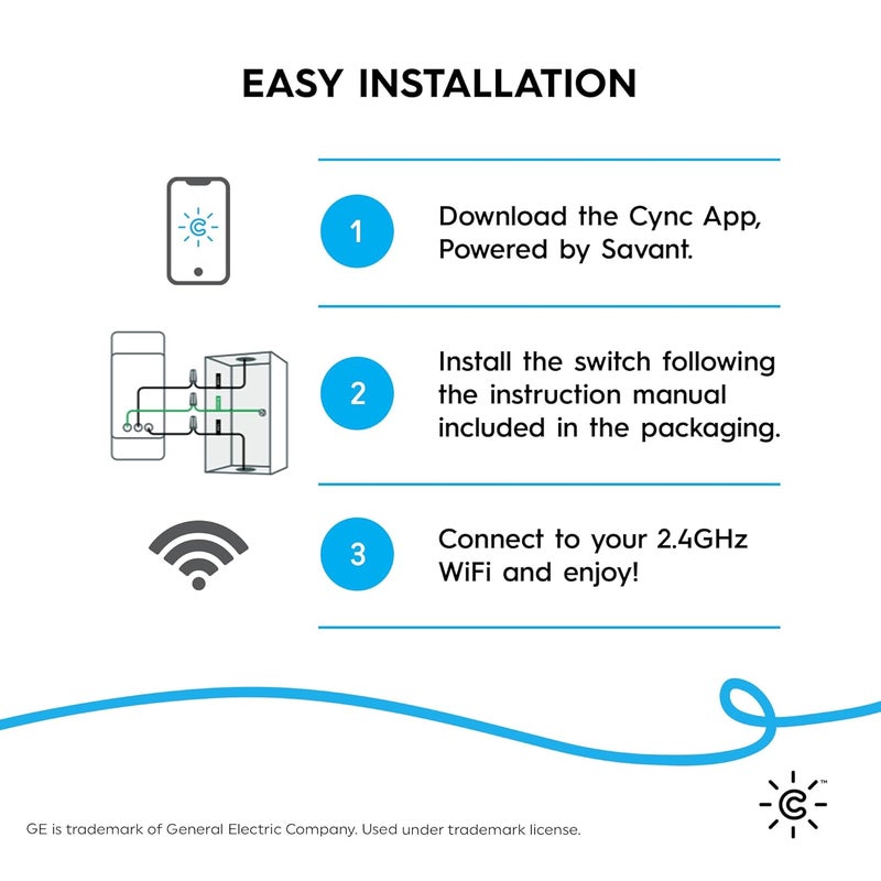Cync GE Smart C 2-amp Multi-Location White Wi-Fi Compatibility Touchless Illuminated Residential Light Switch with Wall - Image 3
